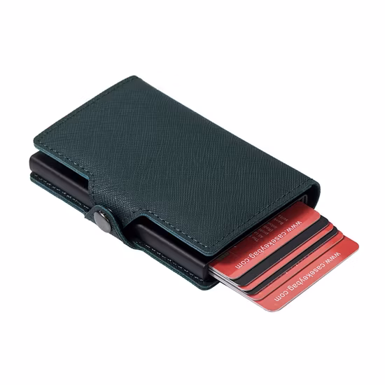 Manufacture Factory Cow Leather Wallet Retro Style RFID Protection Anti-Theft Smart Wallet with Cheque Metal Clip Multi-Card Holder Coin Pocket Purse (FE3568)