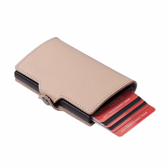 Manufacture Factory Cow Leather Wallet Retro Style RFID Protection Anti-Theft Smart Wallet with Cheque Metal Clip Multi-Card Holder Coin Pocket Purse (FE3568)