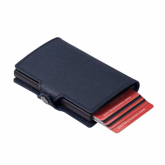 Manufacture Factory Cow Leather Wallet Retro Style RFID Protection Anti-Theft Smart Wallet with Cheque Metal Clip Multi-Card Holder Coin Pocket Purse (FE3568)