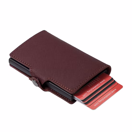 Manufacture Factory Cow Leather Wallet Retro Style RFID Protection Anti-Theft Smart Wallet with Cheque Metal Clip Multi-Card Holder Coin Pocket Purse (FE3568)